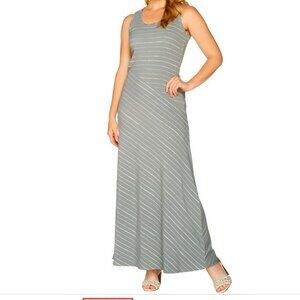 LISA RINNA COLLECTION Gray Stripe Maxi Tank Dress PXS Boho